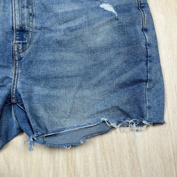 Denizen from Levi's Distressed High Rise Blue Denim Casual Jean Shorts 36 - Picture 3 of 15
